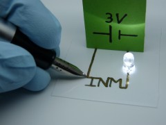 New type of hybrid inks  allow electronic circuits to be applied to paper directly from a pen. Source: INM