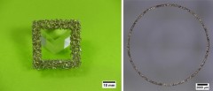 Laser-remote cut metallic foam made of aluminum (left) and steel (right). © Fraunhofer IWS Dresden