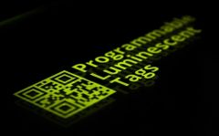 A luminescent tag, contactless printed onto a plastic foil. The light emitting layer is thinner than a human hair. The imprint can be erased and replaced by another pattern. M. Gmelch and H. Thomas, TU Dresden